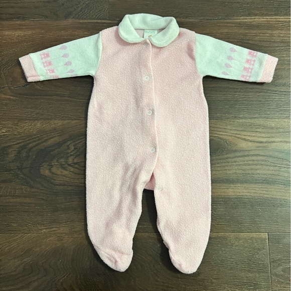 Vintage Healthtex one piece pink white sleeper Size Small 0-3 months - Picture 1 of 6